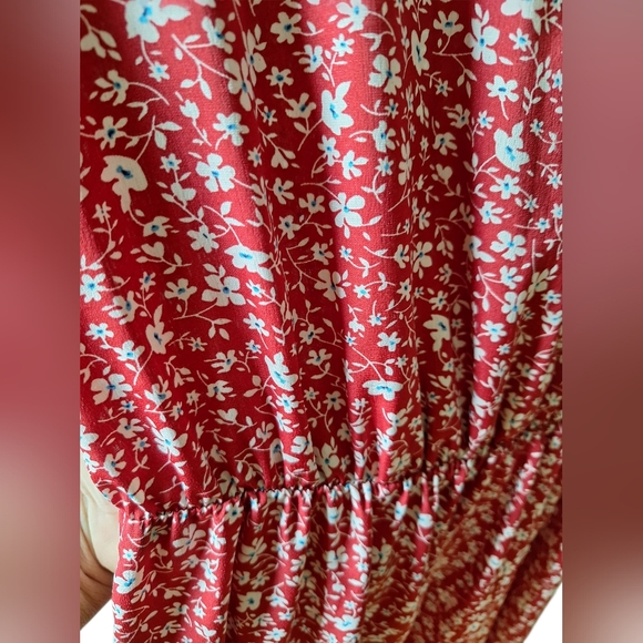 Ditsy Floral Print Surplice Neck Split Thigh Dress Size L - Picture 5 of 6